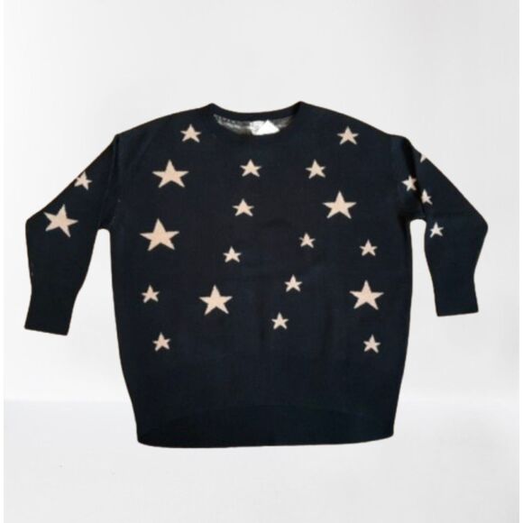 Como Vintage Woman Plus Stars Rayon Sweater size 1X black gold C98 - Picture 3 of 8